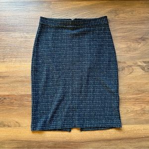Anthropologie Maeve Pencil Skirt Navy White Knit size Small, Hoop Zip